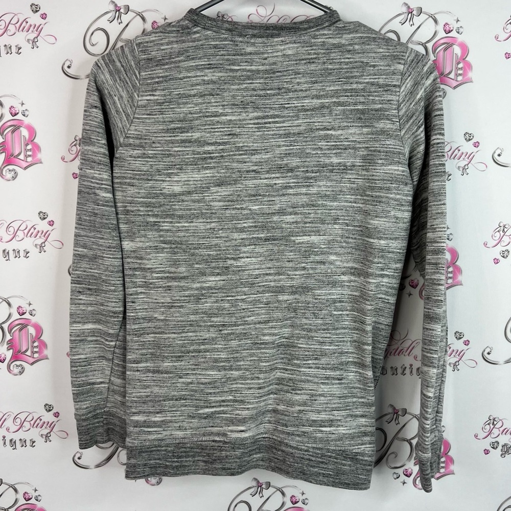 Amnesia sweater top double zippers zip up detail Heather Gray Crewneck Sweater - Picture 2 of 10